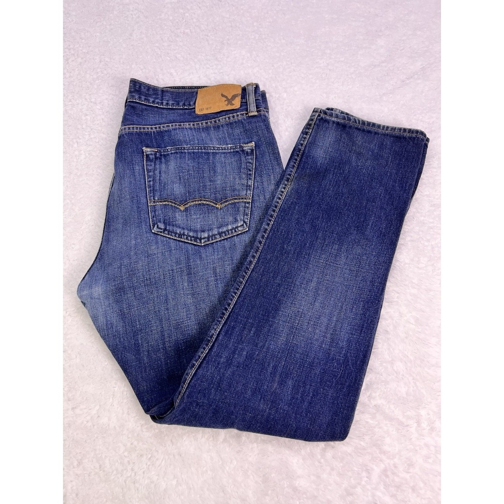 American Eagle Men's Jeans Original Taper Blue Denim 36x32 (Style# 2911-1) Dark